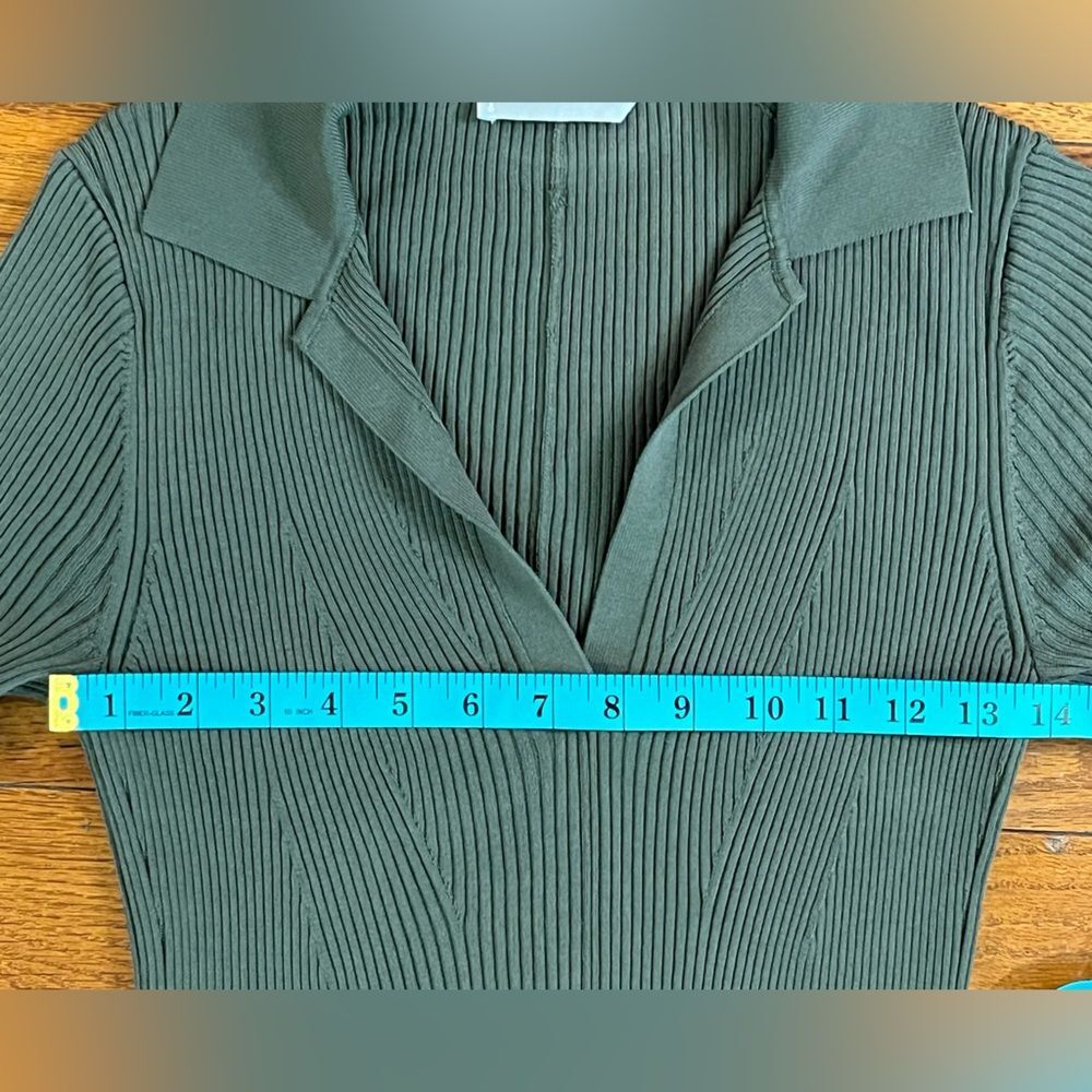 Everlane Viscose Knit Polo Midi Dress Olive Green Women’s Large  Ribbed Preppy - Picture 7 of 9